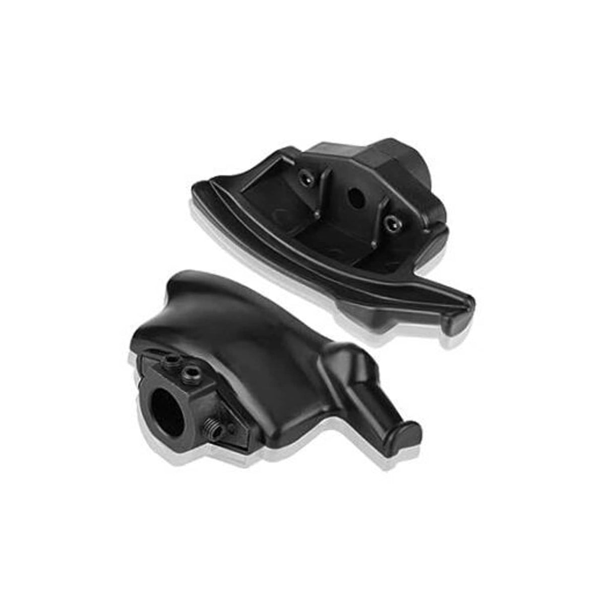 Black tire changer demount duck head tool with handle and mounting bolt holes