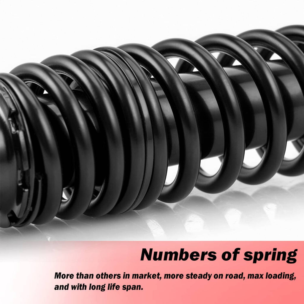 Close-up of black coil spring on a rear suspension shock