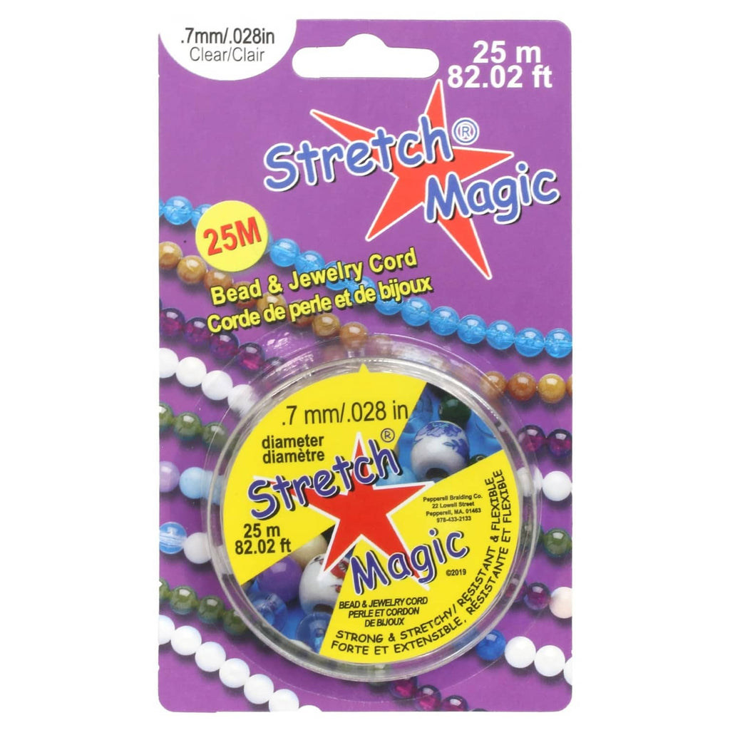 Stretch Magic clear beading cord package with 25m spool, 7mm diameter