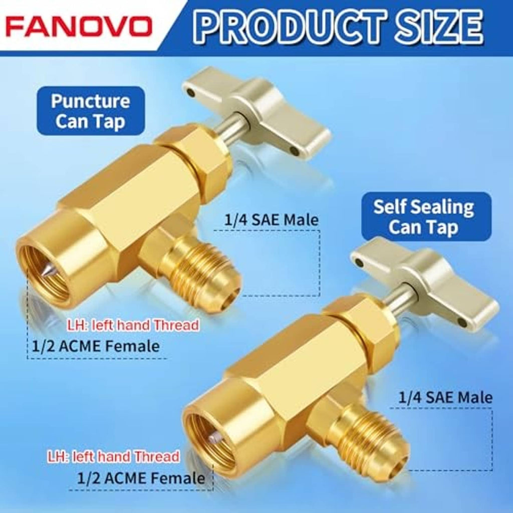 Brass can tap adapter with clamp and two threaded connection ends