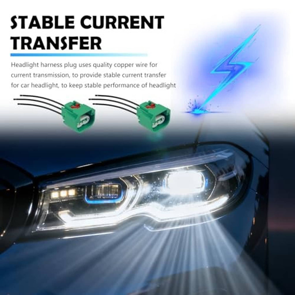 Headlight wiring harness connectors with black wires near a car headlight