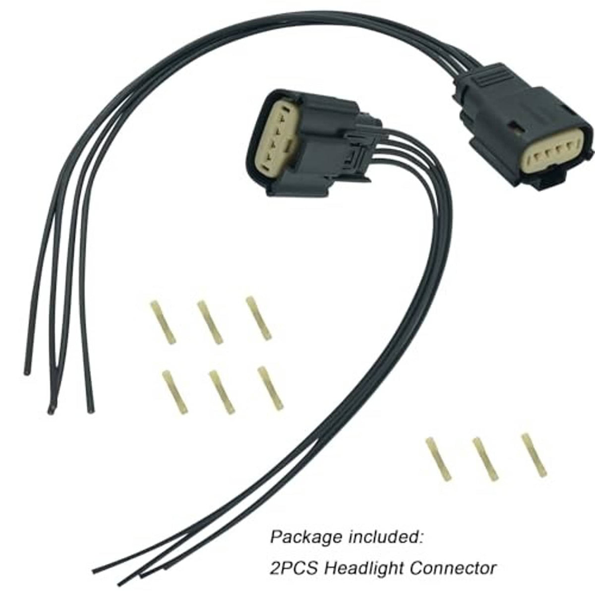 HID headlight connector pigtails kit with two 4-pin plugs and spare terminals