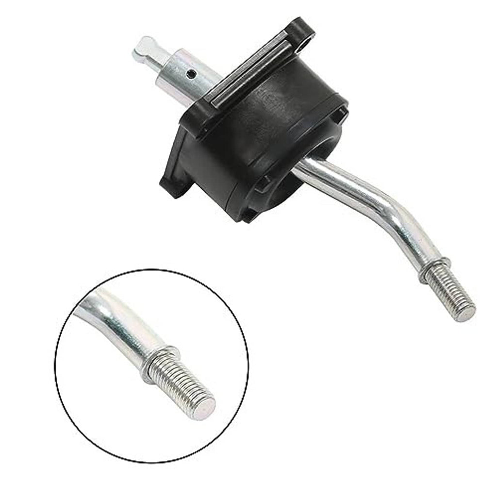 Manual transmission shifter with black housing and silver shift lever, threaded end