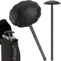 Black golf travel bag support pole with round blossom cap and base