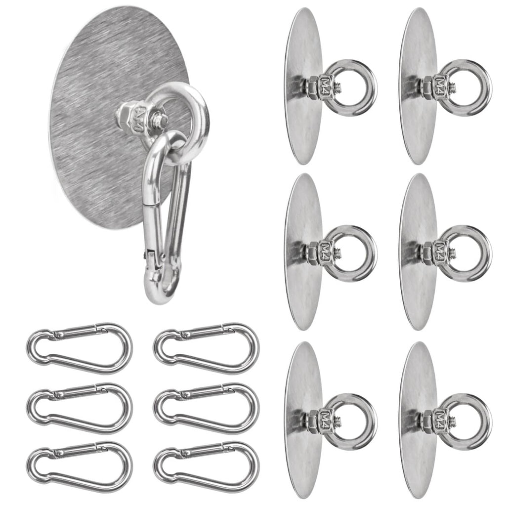 Stainless steel self-adhesive ceiling hook with eye loop, multiple hooks set