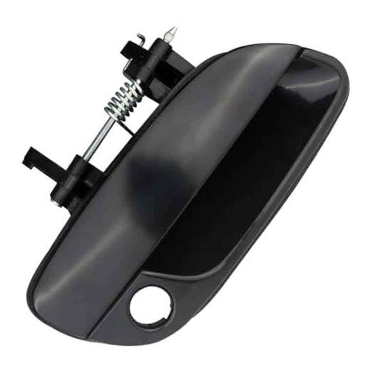 Passenger-side exterior door handle, dark gray/black with metal mounting hardware