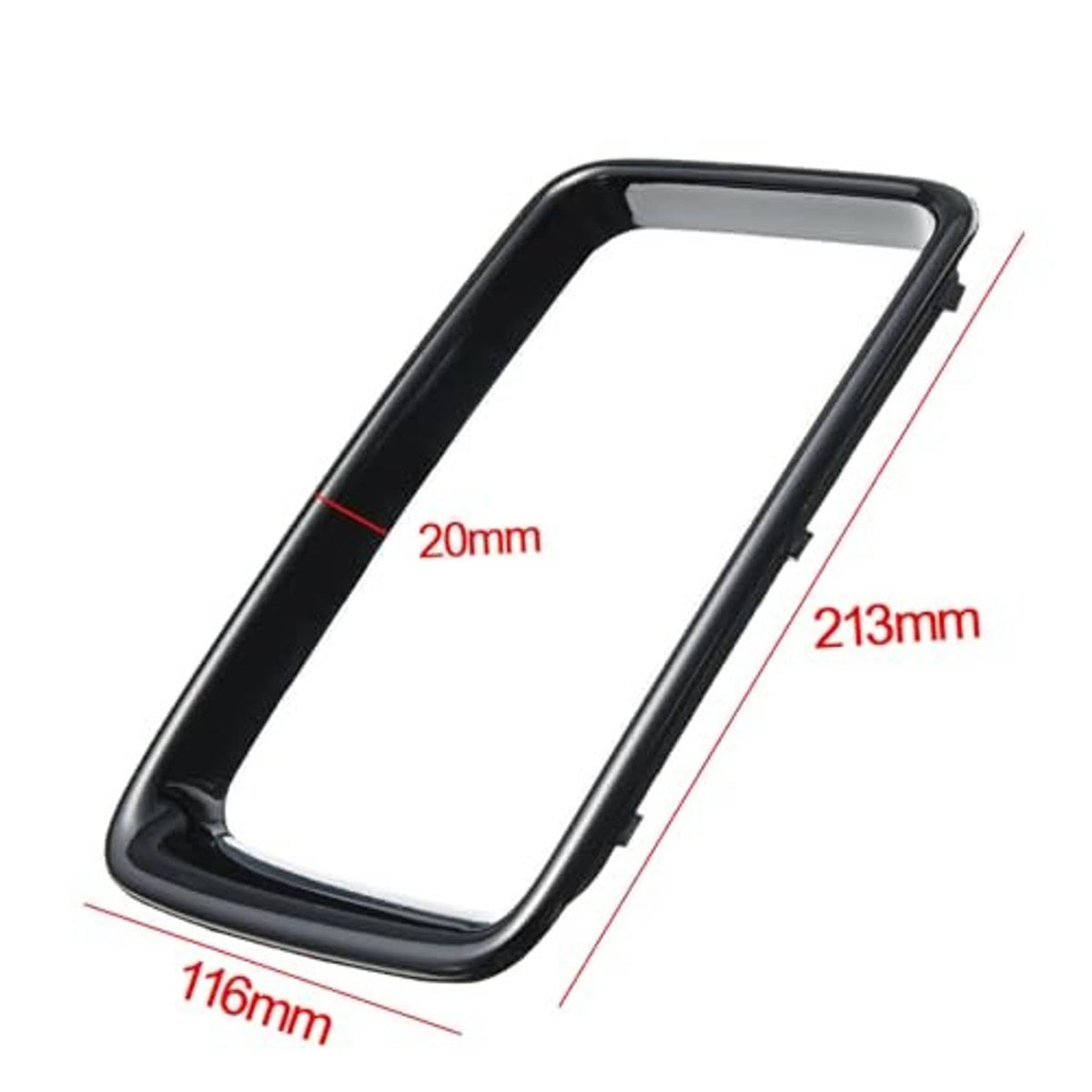 Black grille vent insert trim ring, single piece, 116x20x213 mm