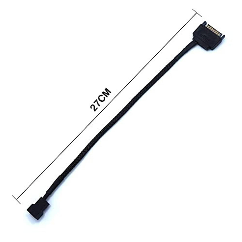 SATA to 3/4-pin fan adapter cable, 27cm braided wire with connector ends