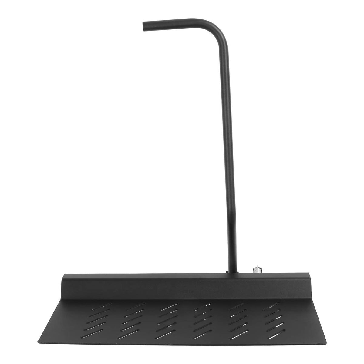 Chute blocker system with black deflector plate and upright handle, no mounting shown