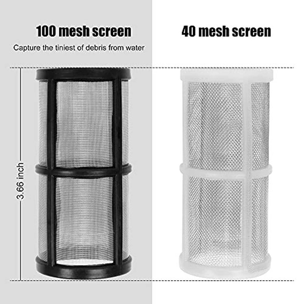 Fine and coarse metal mesh screen cartridges for filtering water in a pressure washer inlet.