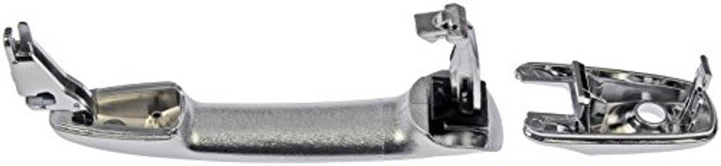Chrome exterior door handle with side base mounting and lock cylinder