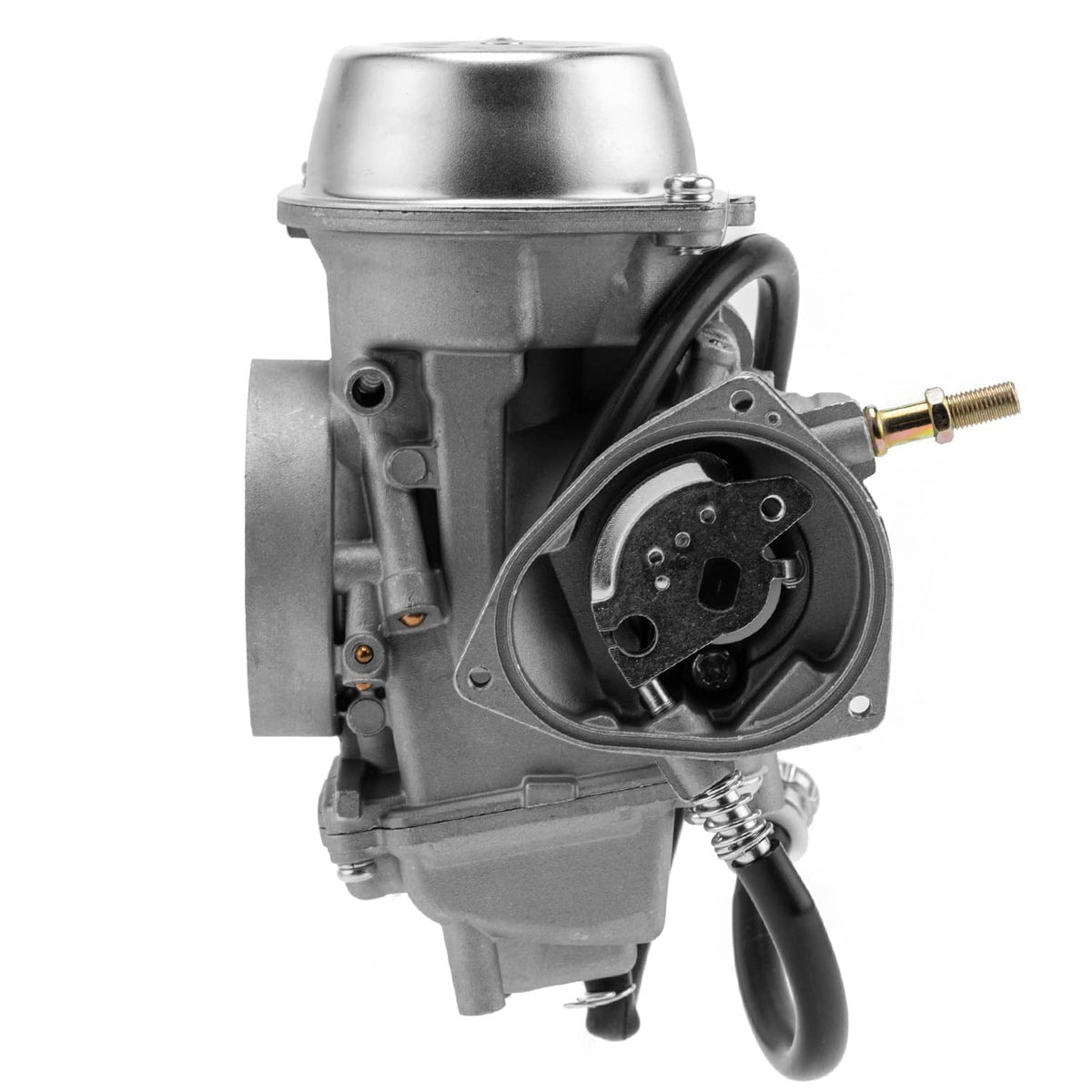 Carburetor with air intake horn and throttle cable, metal housing assembly