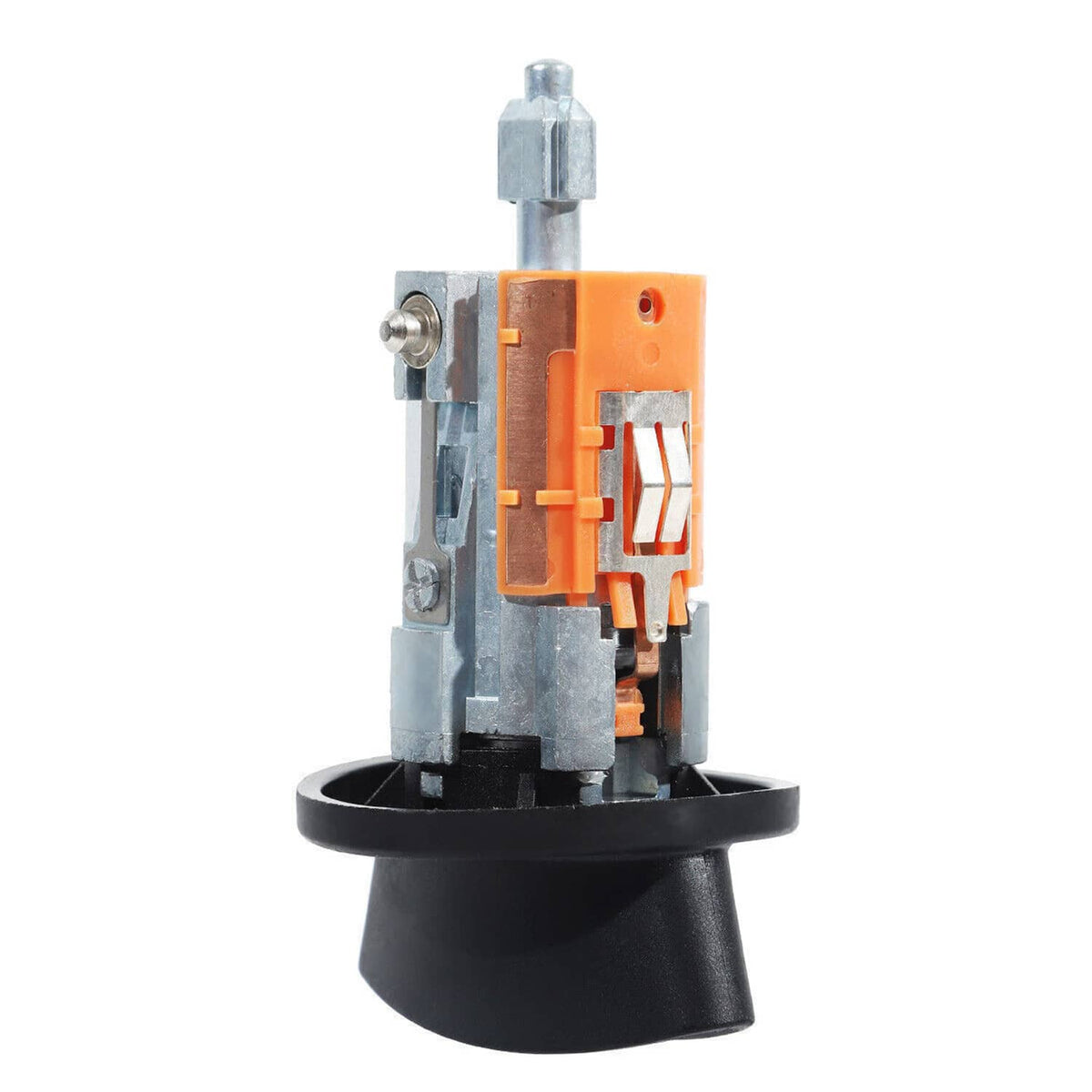 Single ignition switch lock cylinder with orange internal module and black housing