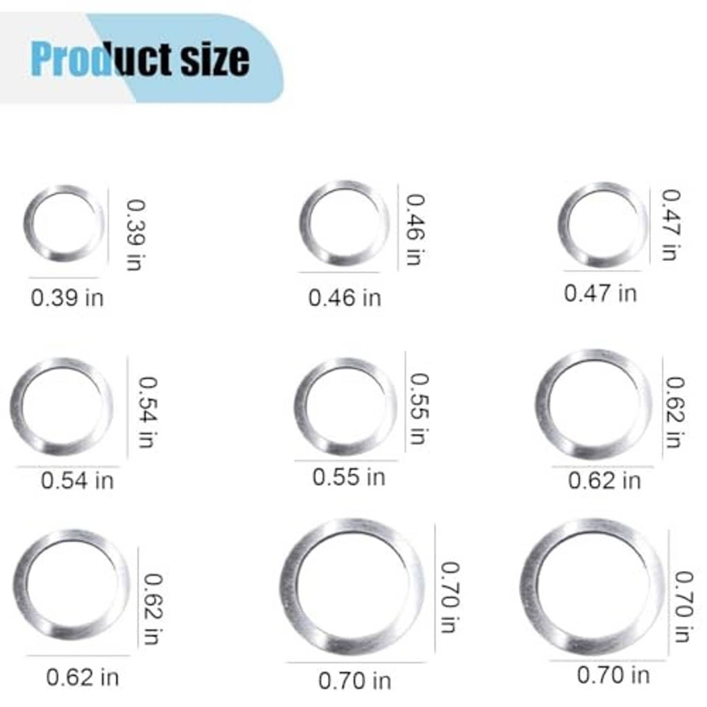 Aluminum crush washer gasket sizes chart with 9 round inner diameter measurements
