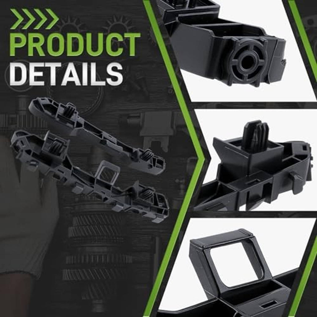 Black plastic bumper cover support bracket detail with clips and rectangular cutouts