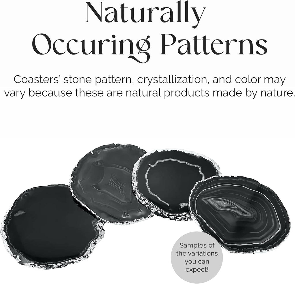 Naturally patterned stone coasters with dark centers and white rim edges