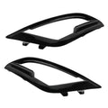 Set of black front fog light bezel covers with mounting tabs, left and right