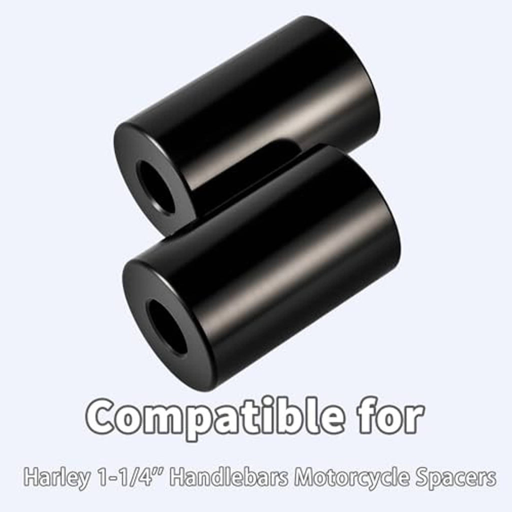 Two black cylindrical handlebar riser extension spacers, side-by-side view