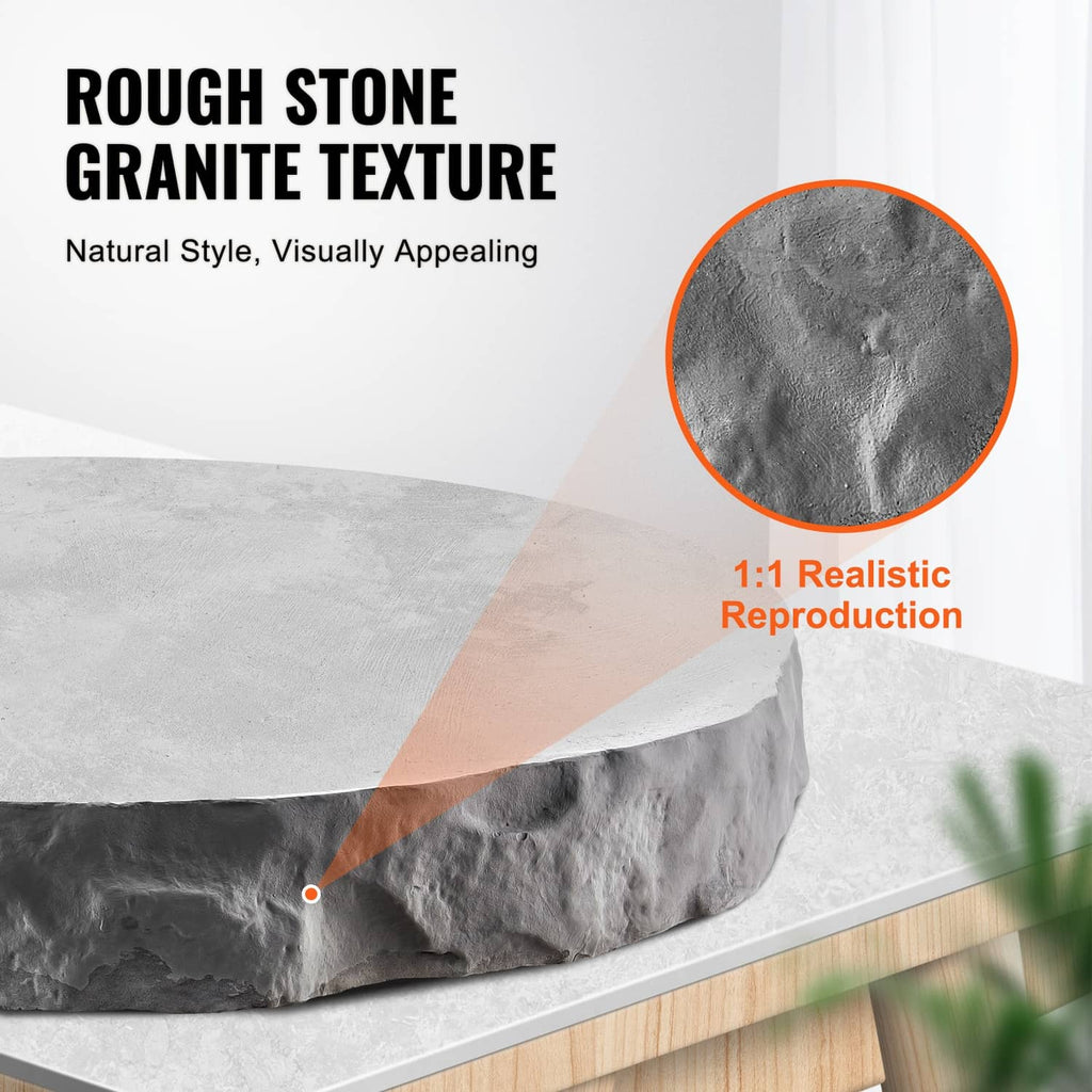 Stone-texture concrete stamp pad with blue polyurethane strip and rough granite effect