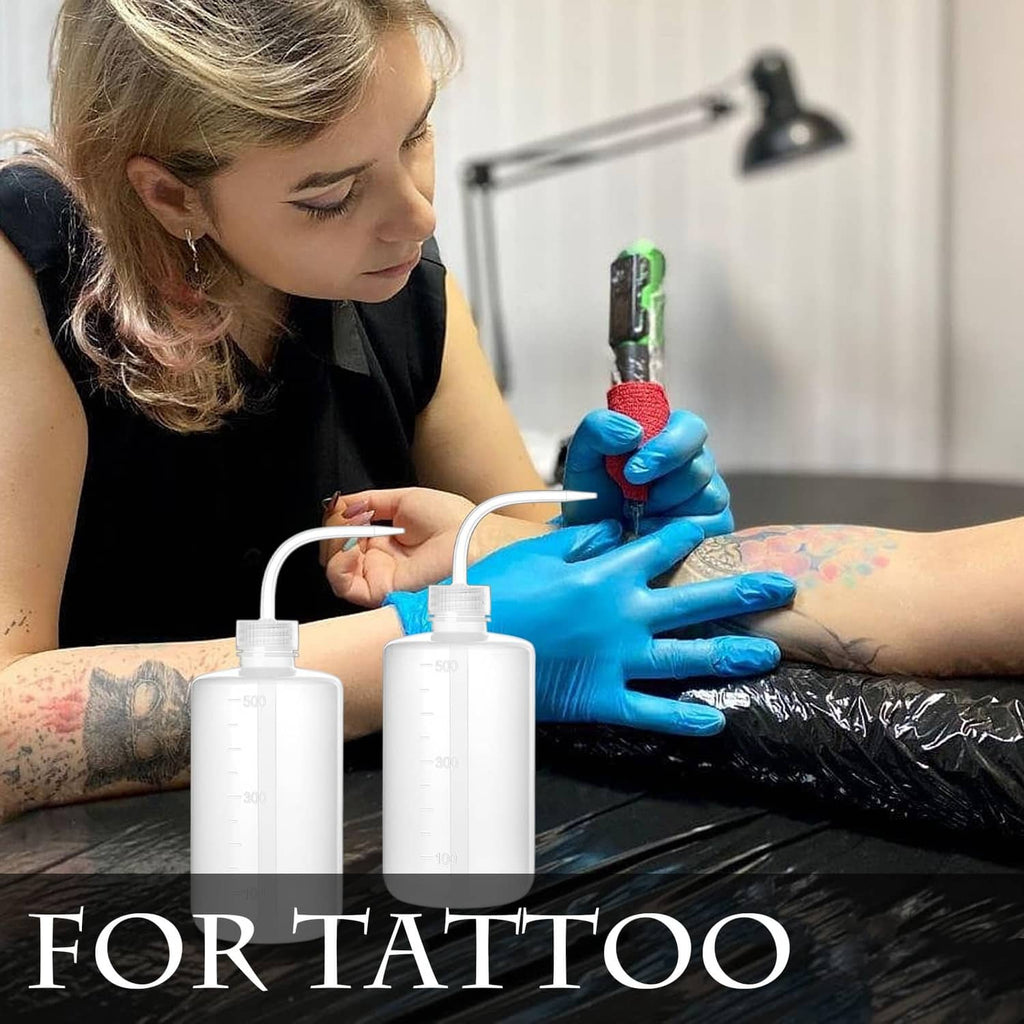 White squeeze bottle with tube used for tattoo application