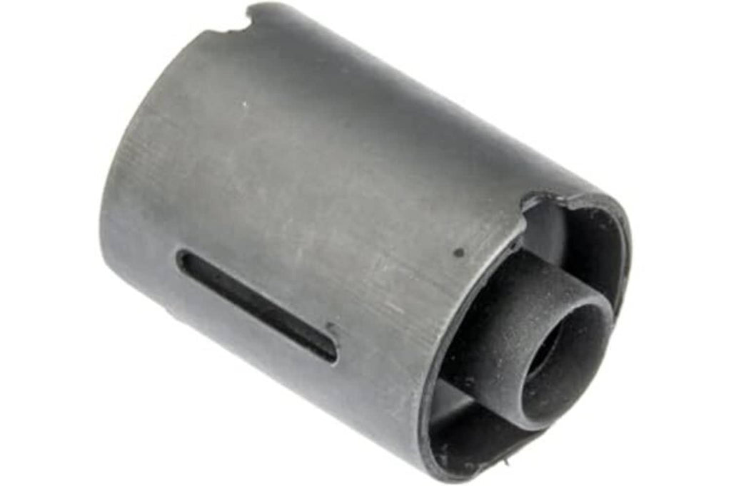 Shift lever bushing with gray sleeve and black rubber core, side slot