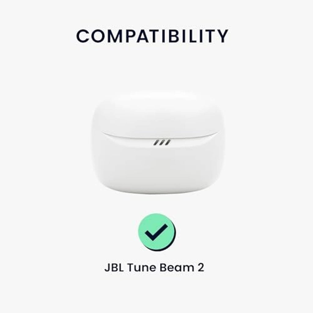 White earbuds charging case cover with compatibility check mark