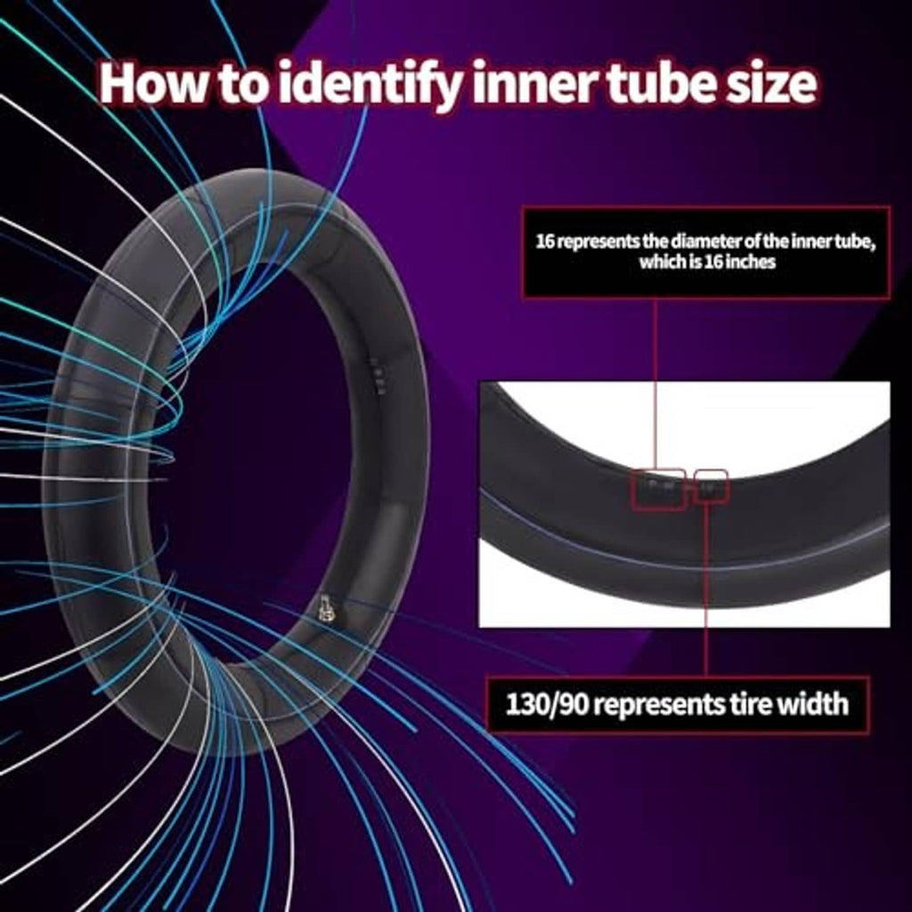 Motorcycle inner tube with air valve stem, side profile