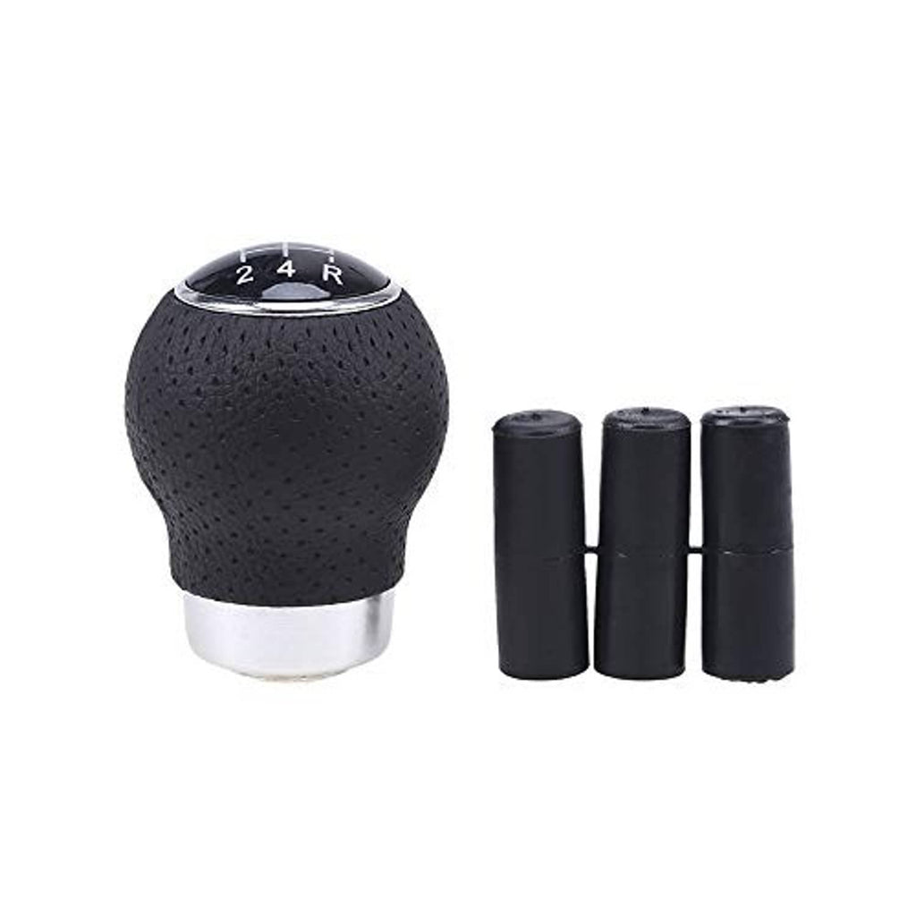 Black 5-speed gear shift knob with silver base and three black installation sleeves