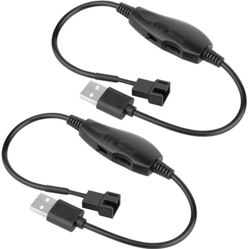 Set of two black USB to 4-pin fan adapter cables with inline connectors
