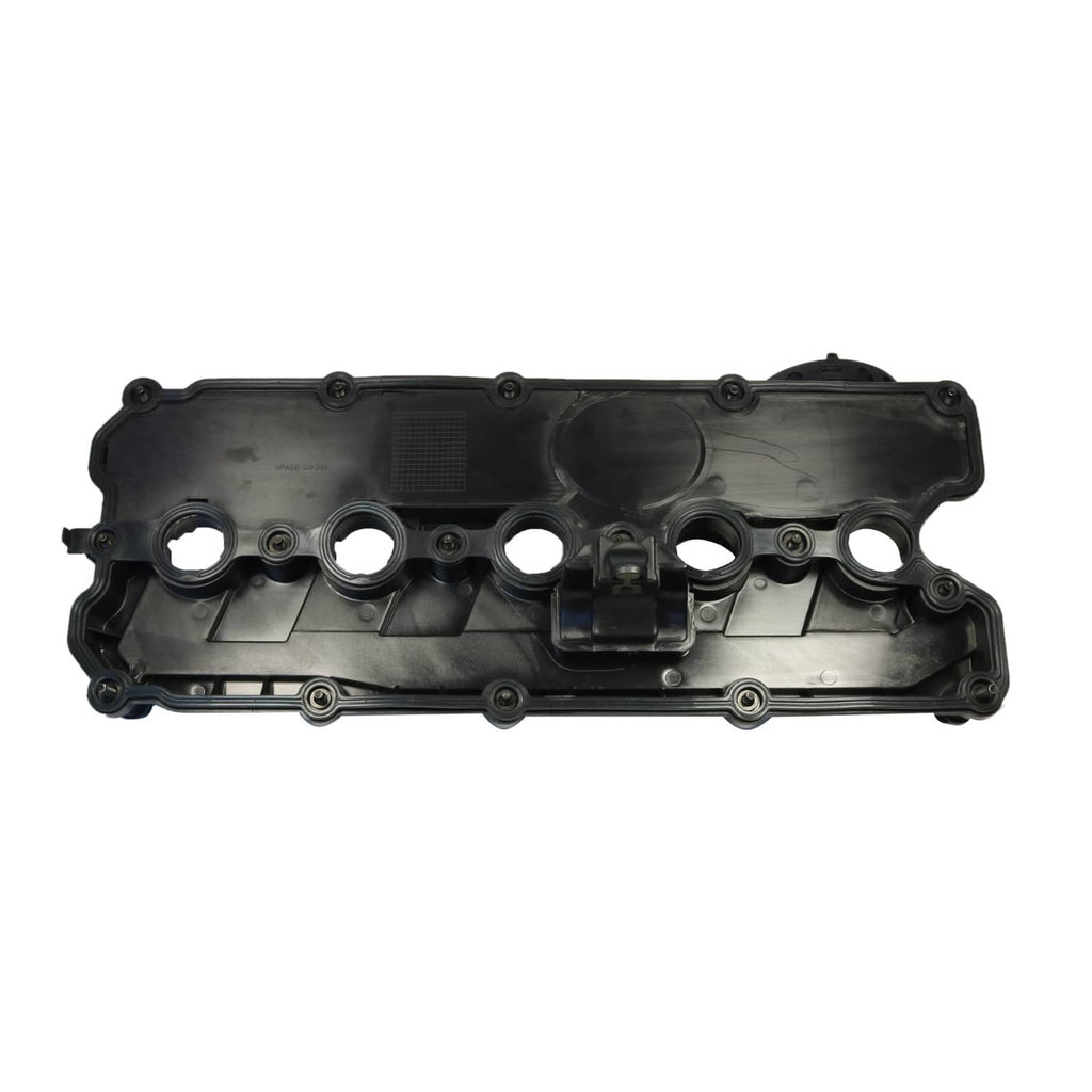 Valve cover top with multiple openings and gasket surface, black plastic