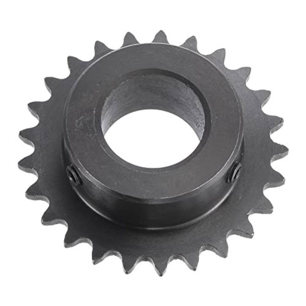 Black #25 roller chain sprocket, 25 teeth, 20mm bore, B type, single strand, angled