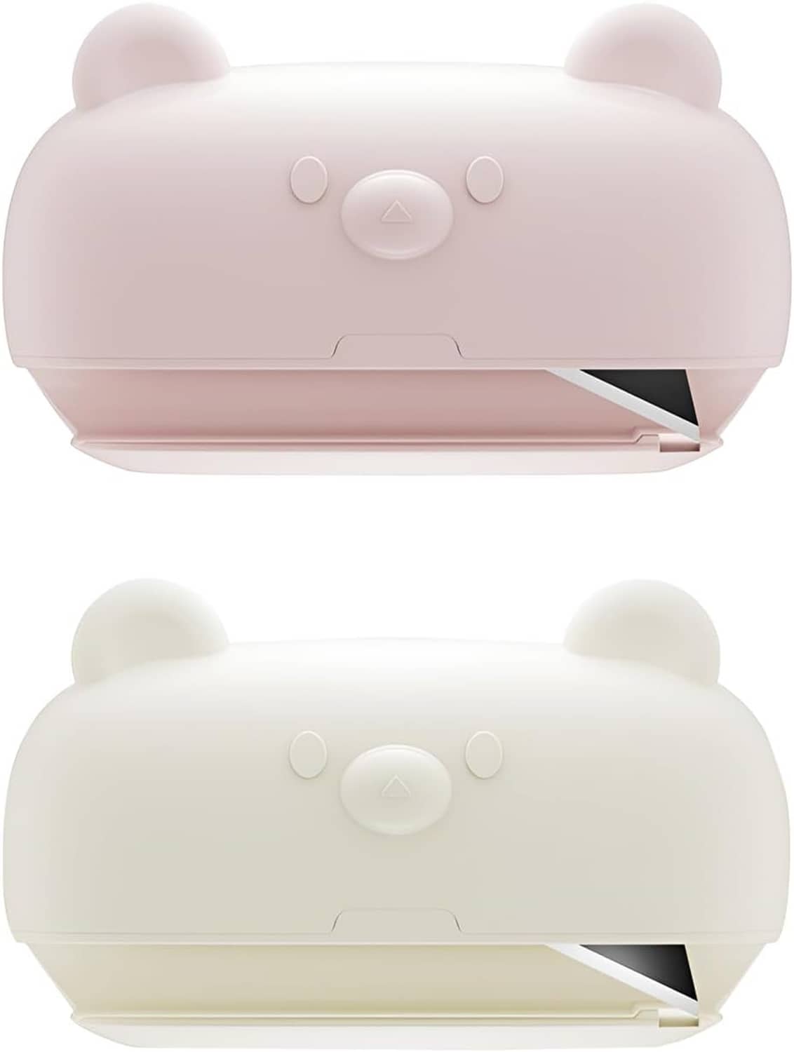 Kitten-shaped cardboard cutter set with enclosed blade, pink body, two units