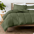 Cal King ultra-soft down-alternative comforter set in cypress green with matching pillow shams