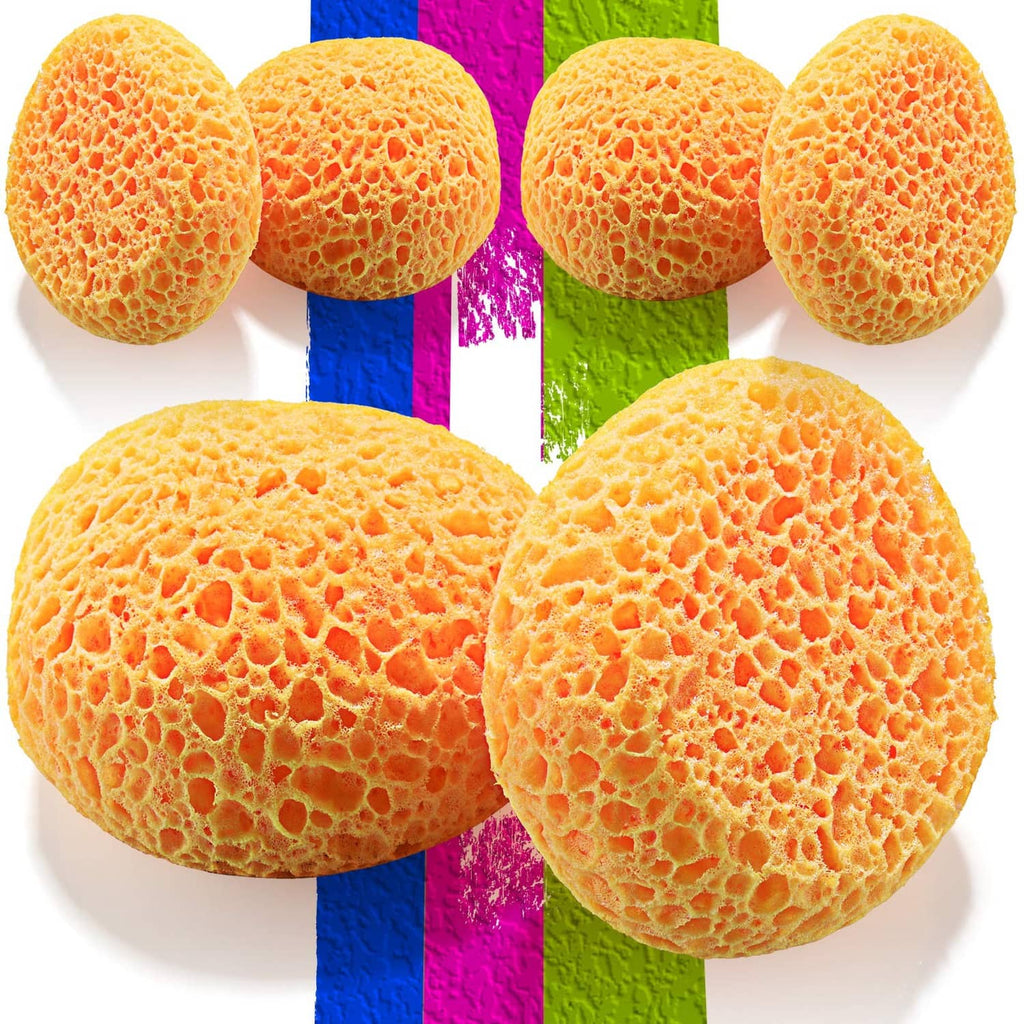 Knockdown texture sponge set, multiple round orange sponges with bubble texture