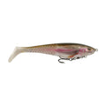 Rainbow trout soft plastic swim bait lure with lifelike scales and dual treble hooks
