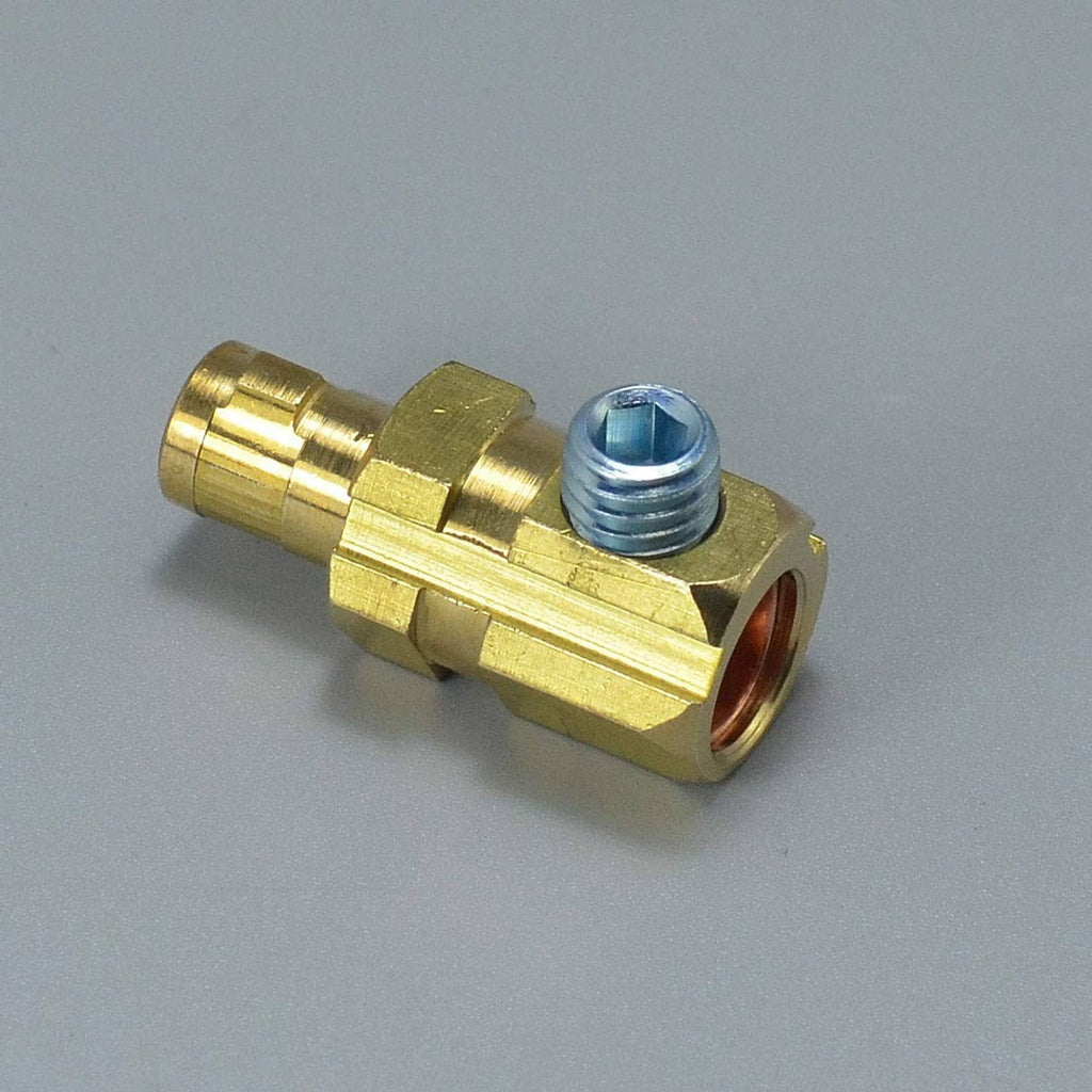 Brass welding cable panel connector plug fitting with blue screw and hex cap