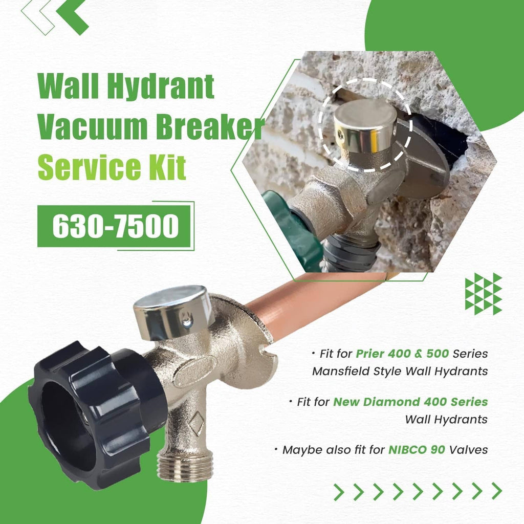 Vacuum breaker service kit components with silver metal body and black threaded housing