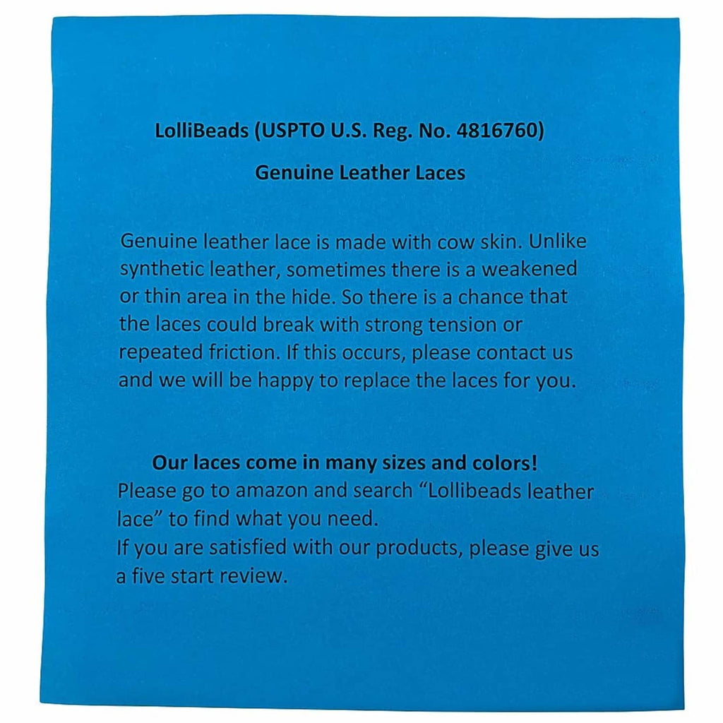 Blue product information card for genuine leather laces
