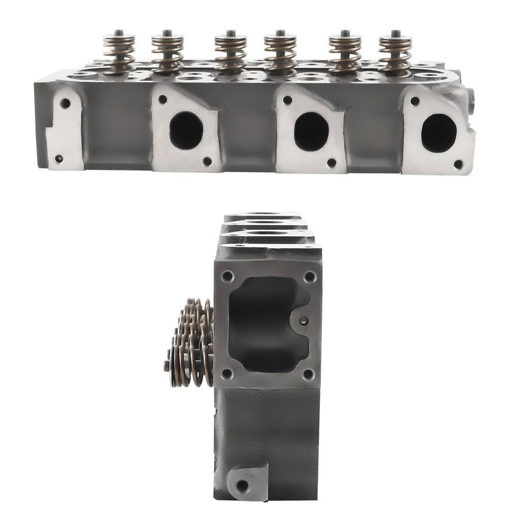 Cylinder head end view with valve spring retainers and multiple exhaust ports