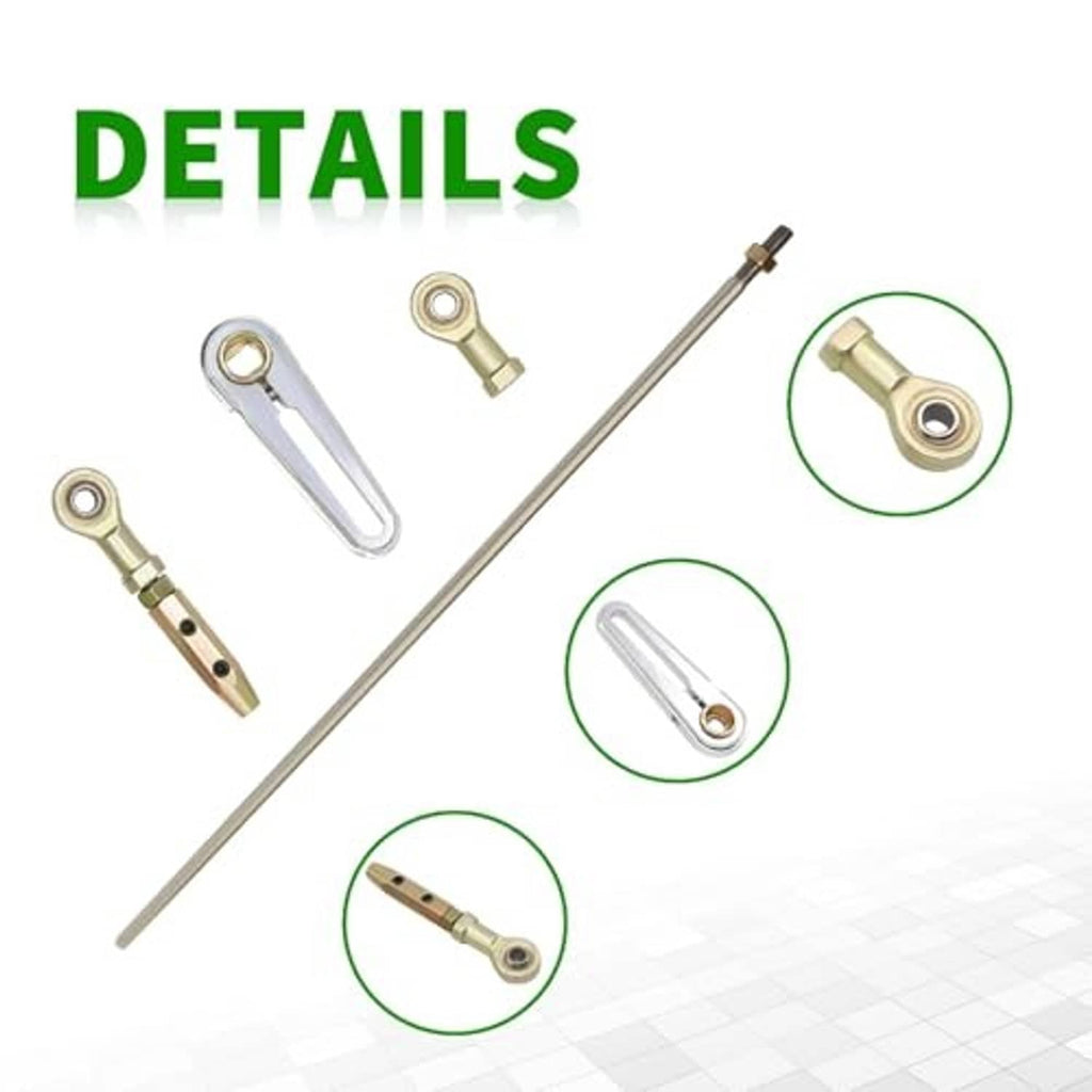 Adjustable column shift linkage kit detail set: rod, U-shaped link, pivots, and pins