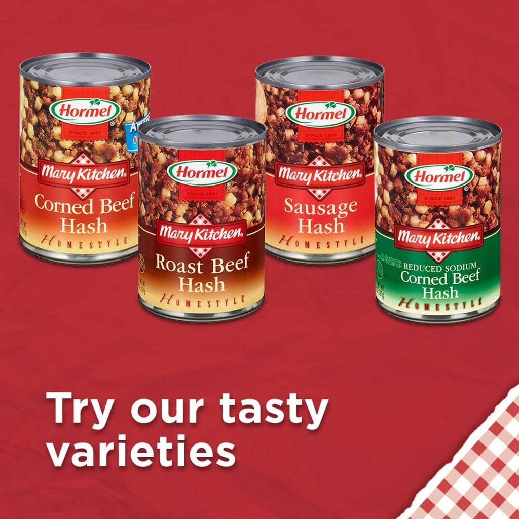 Mary Kitchen hash variety pack with four canned flavors, front labels visible