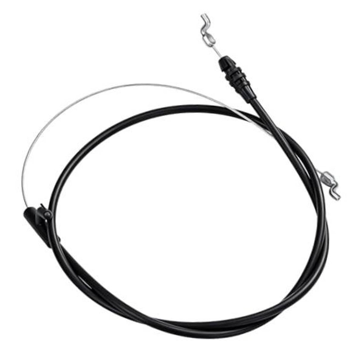 Black control cable with metal end hooks and plastic connector