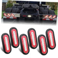 Set of six oval LED trailer tail lights with red lenses and white LED strip