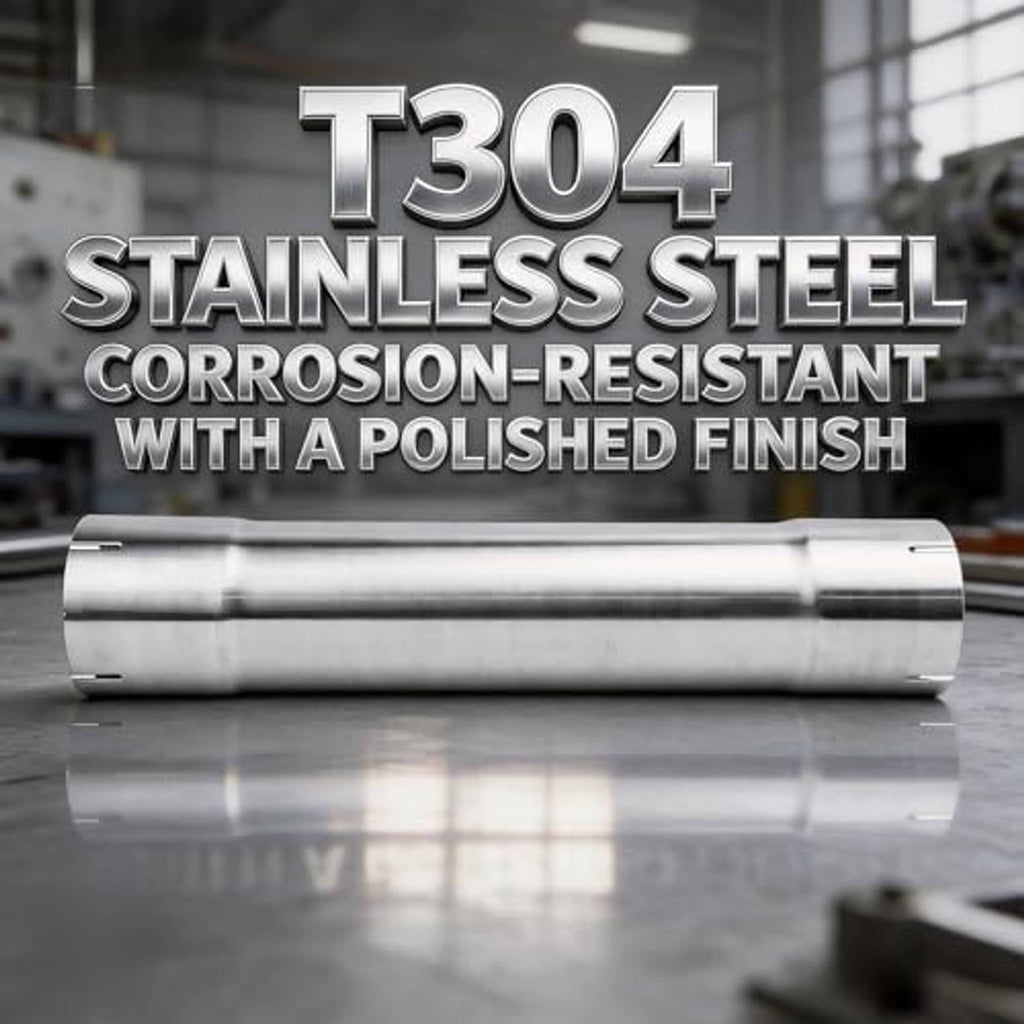 T304 stainless steel exhaust pipe with polished finish and smooth cylindrical surface