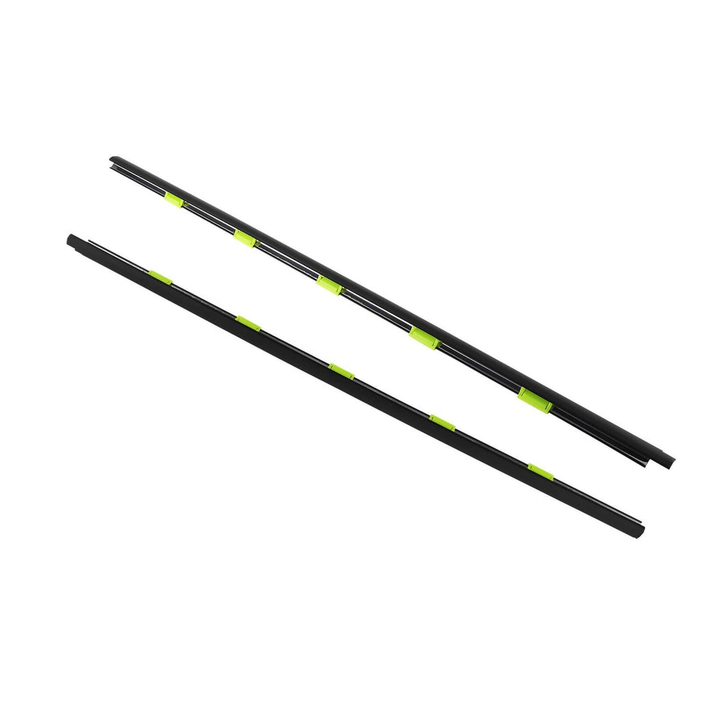 2-piece door weather strip window belt seal trim, black with green accents