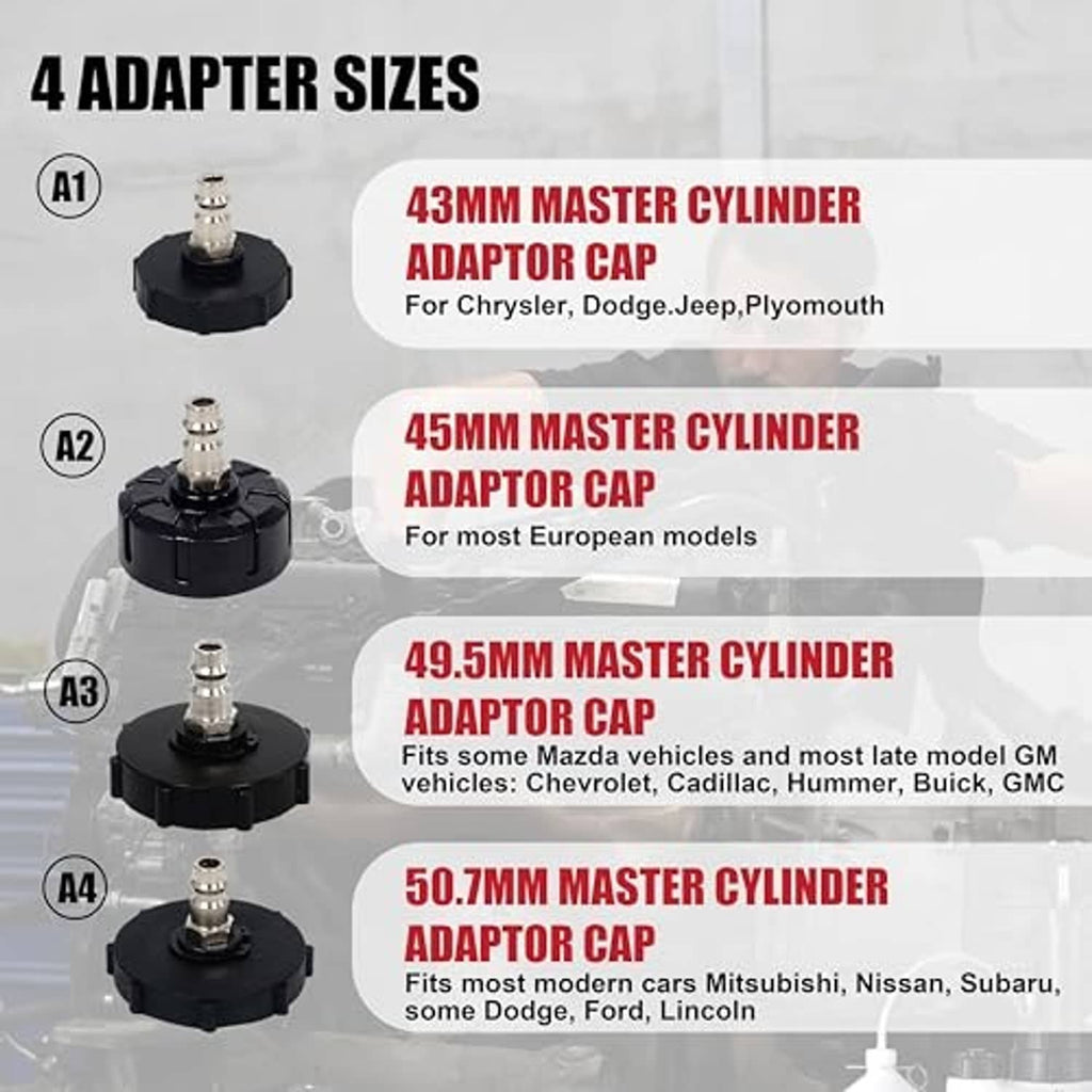 Brake master cylinder adapter caps set: 43mm, 45mm, 49.5mm, and 50.7mm