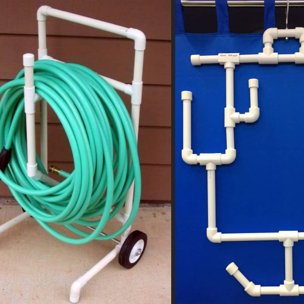 White PVC pipe end caps with threaded ends in plumbing setup