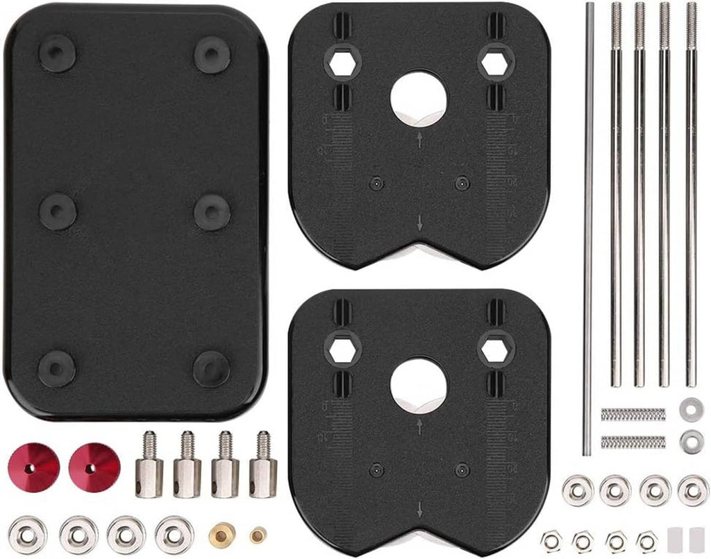 RC prop balancer parts kit: black plates, screws, rods, and hardware for assembly