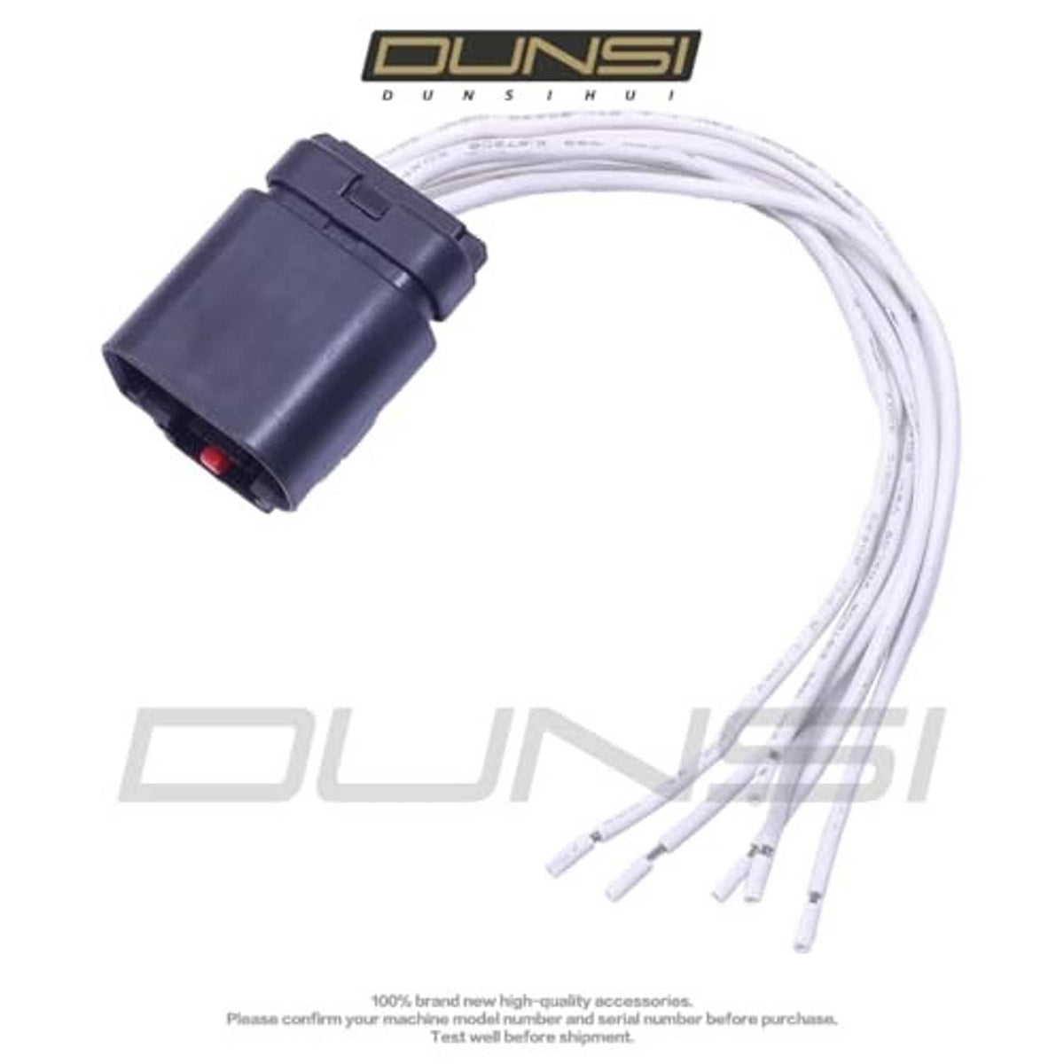 Throttle body connector plug pigtail with 6-way terminals; dark housing and white wires.