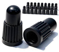 Black Presta valve caps set with one cap front view and one cap angled